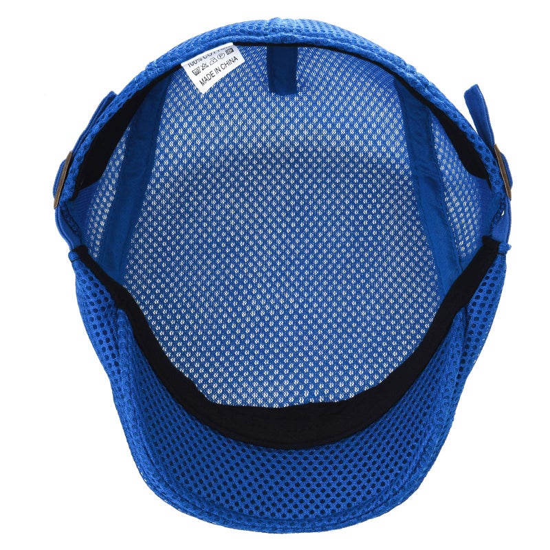 VOBOOM Men Breathable Mesh Summer Hat Adjustable Newsboy Beret Ivy Cabbie Flat Cap (Royal Blue) - Image 5